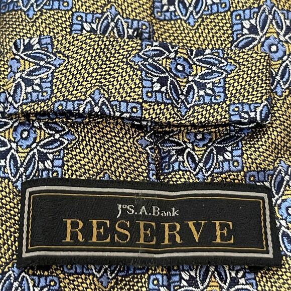 Jos. A. Bank Reserve Gold Blue 100% Silk Men’s Neck Tie Made In China - Picture 8 of 9